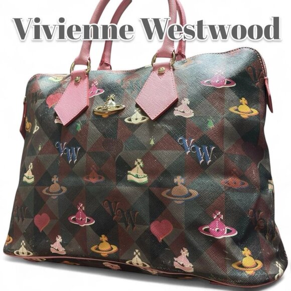 Vivienne Westwood Handbags - VIVIENNE WESTWOOD Hand Tote Bag PVC Brown pink Multicolor Orb from Japan